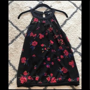 Express | Red Floral tank top blouse